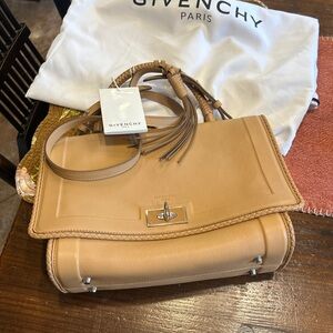 Givenchy Beige Leather Shoulder Bag with Braided Trim